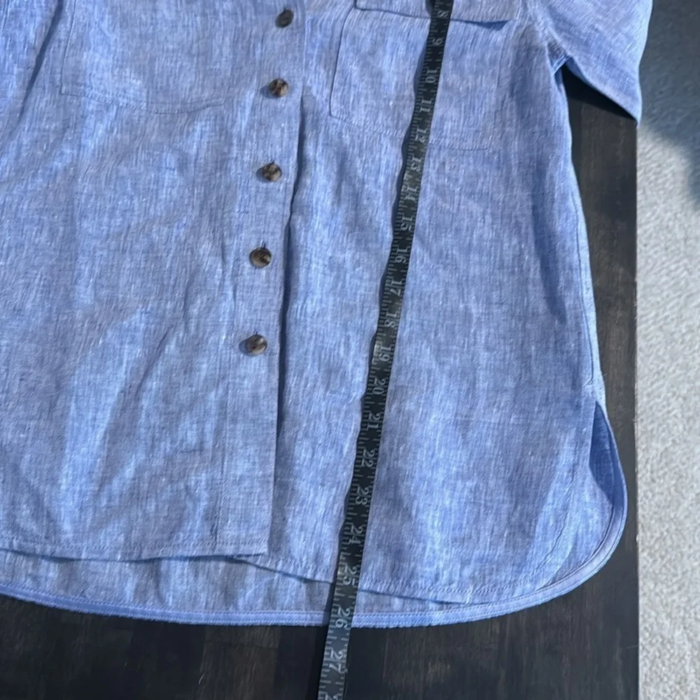 Lafayette 148 Ezra Linen Button Down Shirt Satin Inner Cuff Oversized Size XS - Picture 10 of 10